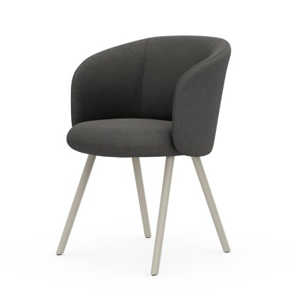 Fauteuil Mikado, Piètement à quatre pieds, 4 pieds, aluminium laqué craie, Dumet, Tissu Dumet gris sierra mélange, Patins en feutre pour sols durs