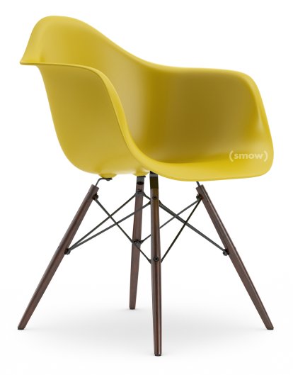 Eames Plastic Armchair DAW, Moutarde, Sans rembourrage, Sans rembourrage, Version standard - 43 cm, Érable foncé
