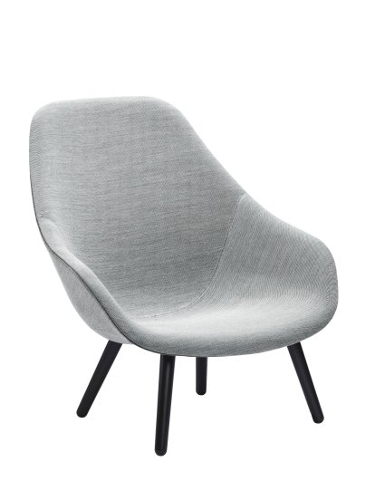 Fauteuil About A Lounge Chair High AAL 92, Hallingdal 130 - gris clair, Chêne laqué noir, Sans coussin d'assise