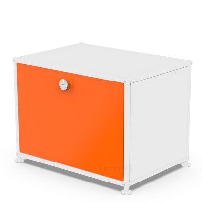 Porte abattante USM Haller, 50 cm x 35 cm, Orange pur RAL 2004, Avec poignée sans serrure
