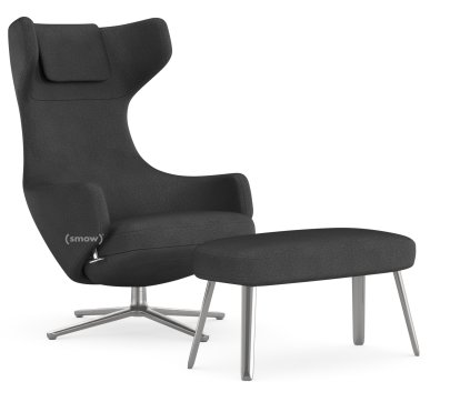 Fauteuil Grand Repos, Fauteuil Grand Repos & Panchina, Tissu Dumet charbon/noir, 45 cm, Poli