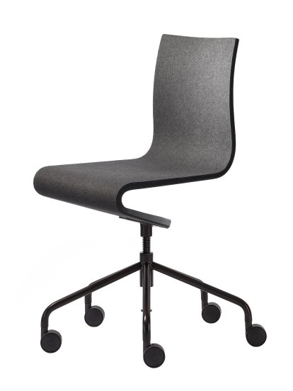 Chaise de bureau Seesaw, Noir avec axe vertical vis, Sans accoudoirs, Frêne noir avec feutre anthracite