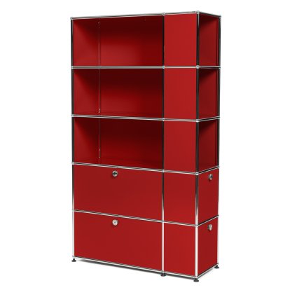 Bibliothèque USM Haller avec compartiments latéraux, Rouge rubis USM