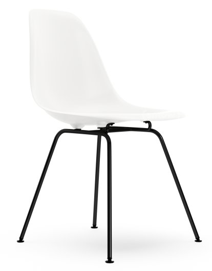 Eames Plastic Side Chair DSX, Blanc non-RE, Sans rembourrage, Sans rembourrage, Version standard - 43 cm, Revêtement basic dark