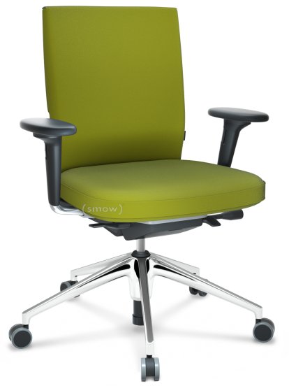 ID Soft, Mécanisme Flowmotion avec inclinaison avant et réglage de la profondeur , Avec accotoirs 2D, Piétement à 5 branches, aluminium poli, Noir basic, Assise et dossier Plano, Avocat, Souples pour sols durs