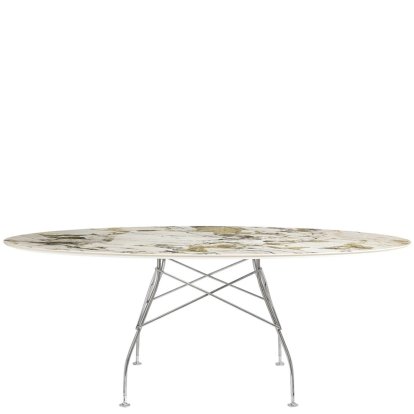 Table Glossy, Oval 192 x 118 cm, chromé, Symphonie 