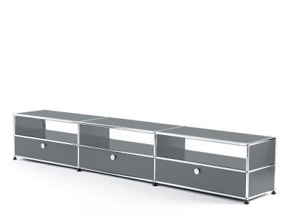 Meuble Hi-Fi bas Lowboard USM Haller, Gris moyen RAL 7005
