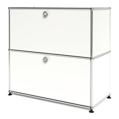 Meuble mixte Sideboard M USM Haller, personnalisable, Blanc pur RAL 9010, Avec  porte abattante, Avec  porte abattante