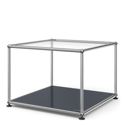 Table d'appoint 50 USM Haller, Panneau supérieur en verre, panneau inférieur en métal, Anthracite RAL 7016