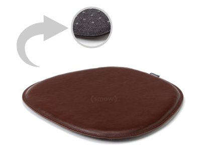 Coussin d'assise en cuir pour Eames Side Chairs , Recto cuir / verso feutrine, Cognac