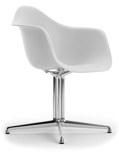 Eames Plastic Armchair DAL, Coton blanc, Sans rembourrage, Sans rembourrage, Aluminium poli, Nouvelle hauteur d'assise (43,0 cm)