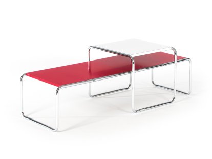 Set Table basse Laccio, Stratifié blanc, Stratifié rouge