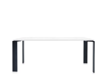 Table Four, L 190 x L 79 cm, Soft Touch blanc, Noir laqué