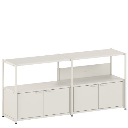 Buffet Unit L en acier, 2 x portes doubles, Blanc crème