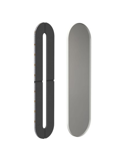 Unu miroir avec éclairage LED ovale (set), H 140 x L 40 cm, Blanc mat