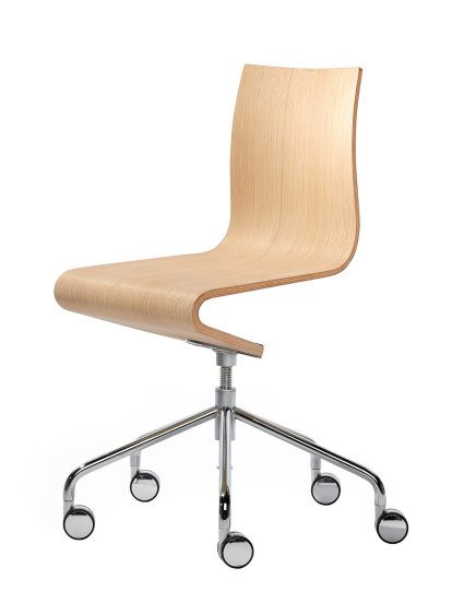 Chaise de bureau Seesaw, Chromé avec axe vis, Sans accoudoirs, Chêne naturel