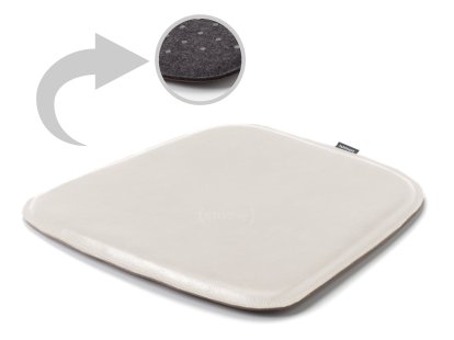 Coussin d'assise cuir pour Eames Armchairs , Recto cuir / verso feutrine, Blanc crème