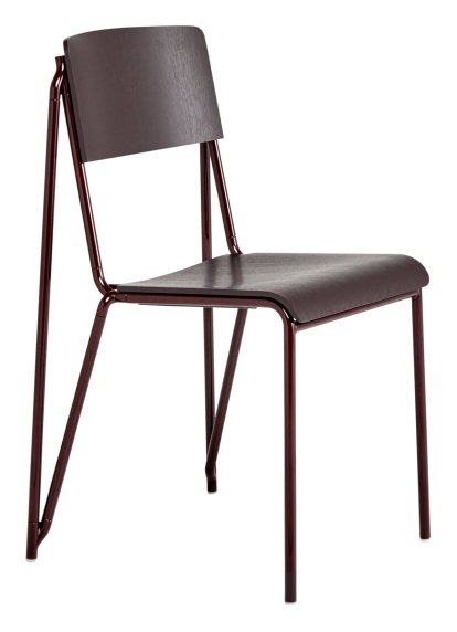 Chaise Petit Standard, Chêne teinté bordeaux foncé, Acier thermolaqué bordeaux foncé