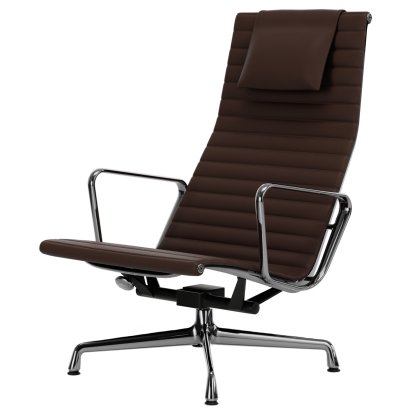 Aluminium Chair EA 124, Poli, Cuir Premium F, Marron