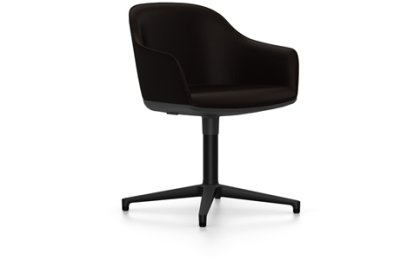 Softshell Armchair avec piètement à 4 branches, Basic dark fintion époxy (lisse), Plano, Marron, Patins en feutre pour sols durs
