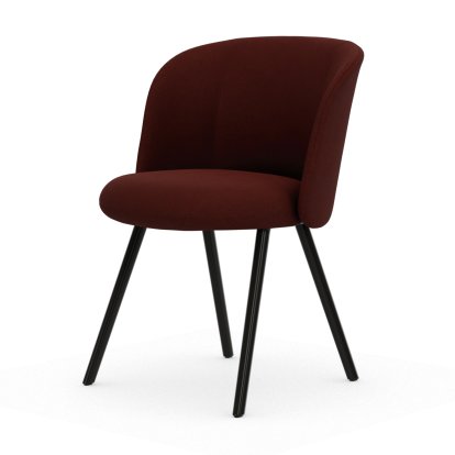 Chaise Mikado, Piètement à quatre pieds, 4 pieds, aluminium laqué basic dark, Dumet, Rouge foncé mélange, Patins pour tapis