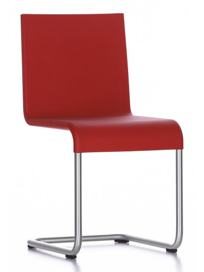 Chaise .05, Non-empilable, Rouge vif, Acier inoxydable brossé