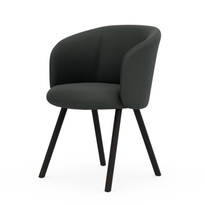 Fauteuil Mikado, Piètement à quatre pieds, 4 pieds, chêne foncé, Plano, Gris sierra / nero, Patins pour tapis
