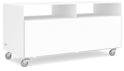 Meuble TV R 108, Blanc de sécurité (RAL 9003), Roulettes industrielles