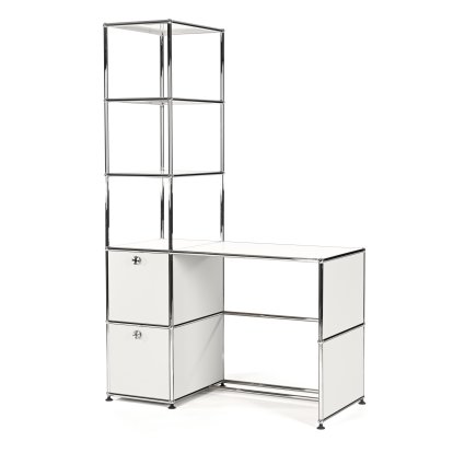 Bureau USM Haller avec étagère haute, Blanc pur RAL 9010