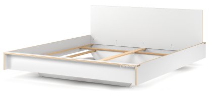 Lit Flai, 180 x 200, Avec tête de lit, CPL blanc, Sans sommier