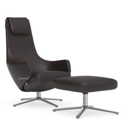 Fauteuil Repos, Fauteuil Repos & Ottoman, Cuir Premium F chocolat, 45 cm, Poli