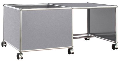 Table à roulettes pour enfants USM Haller, Caisse à droite, Argent mat USM