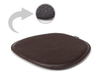 Coussin d'assise en cuir pour Eames Side Chairs , Recto cuir / verso feutrine, Brun foncé