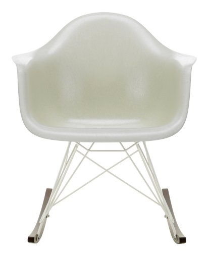 Eames Fiberglass Armchair RAR, Eames parchment, Blanc, Érable foncé