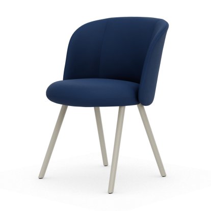 Chaise Mikado, Piètement à quatre pieds, 4 pieds, aluminium laqué craie, Plano, Bleu / coconut, Patins en feutre pour sols durs