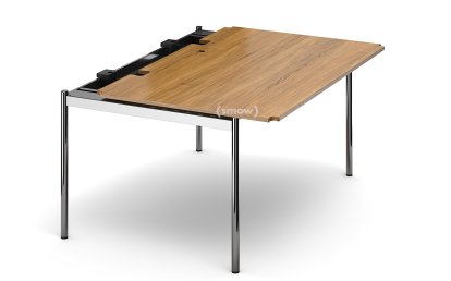 Table USM Haller Advanced, 150 x 100 cm, 07-Plaqué chêne laqué naturel, Plateau coulissant à droite