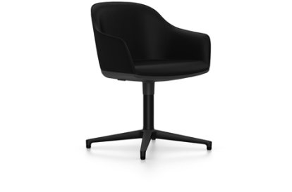 Softshell Armchair avec piètement à 4 branches, Basic dark fintion époxy (lisse), Plano, Nero, Patins pour tapis
