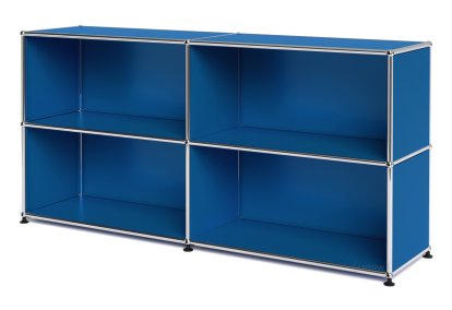 Meuble mixte Sideboard L USM Haller  ouvert, Bleu gentiane RAL 5010