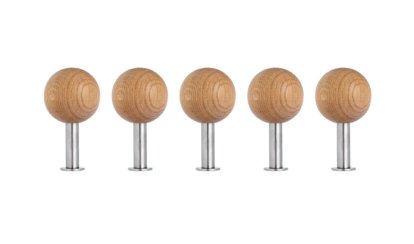 Patères Dots - Lot de 5, Chêne huilé  