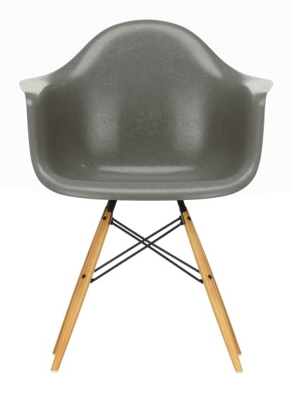 Eames Fiberglass Armchair DAW, Eames raw umber, Érable nuance de jaune