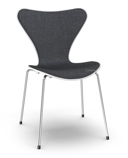 Chaise Série 7 3107 avec rembourrage avant, Laqué, Laqué blanc, Remix 183 - Noir, Chromé