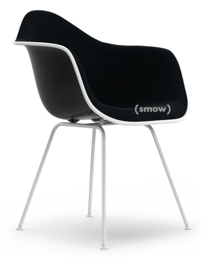 Eames Plastic Armchair DAX, Noir profond  , Rembourrage intégral, Nero, Version standard - 43 cm, Revêtement blanc