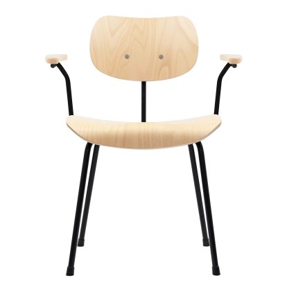 Chaise SE 68, Non-empilable, Sans rembourrage, Poudre noir mat, Avec accoudoirs, Hêtre, naturel