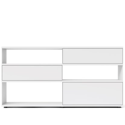 Flow Q Highboard, 200 cm, 101,7 cm (2 tiroirs et 1 porte abattante), Blanc