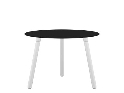 Table d'appoint BCN, Stratifié noir, Hêtre laqué blanc, H 45 x ø 65 cm