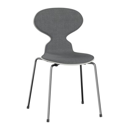 Chaise Fourmi (Ant) 3101 avec rembourrage avant, Frêne coloré, Blanc, Remix 143 - Gris, Chromé