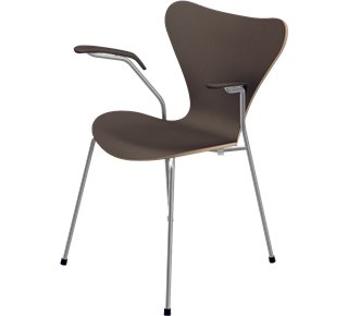 Chaise avec accotoirs Série 7 3207, 46 cm, Bois laqué clair, Chêne teinté noir