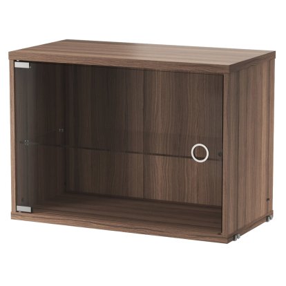Élément de meuble système String avec porte en verre, Placage noyer