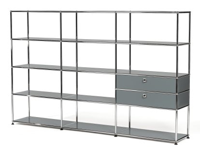 Étagère de salon XL Type 2 USM Haller, Gris moyen RAL 7005
