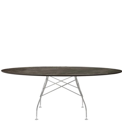 Table Glossy, Oval 192 x 118 cm, chromé, Aged Bronze